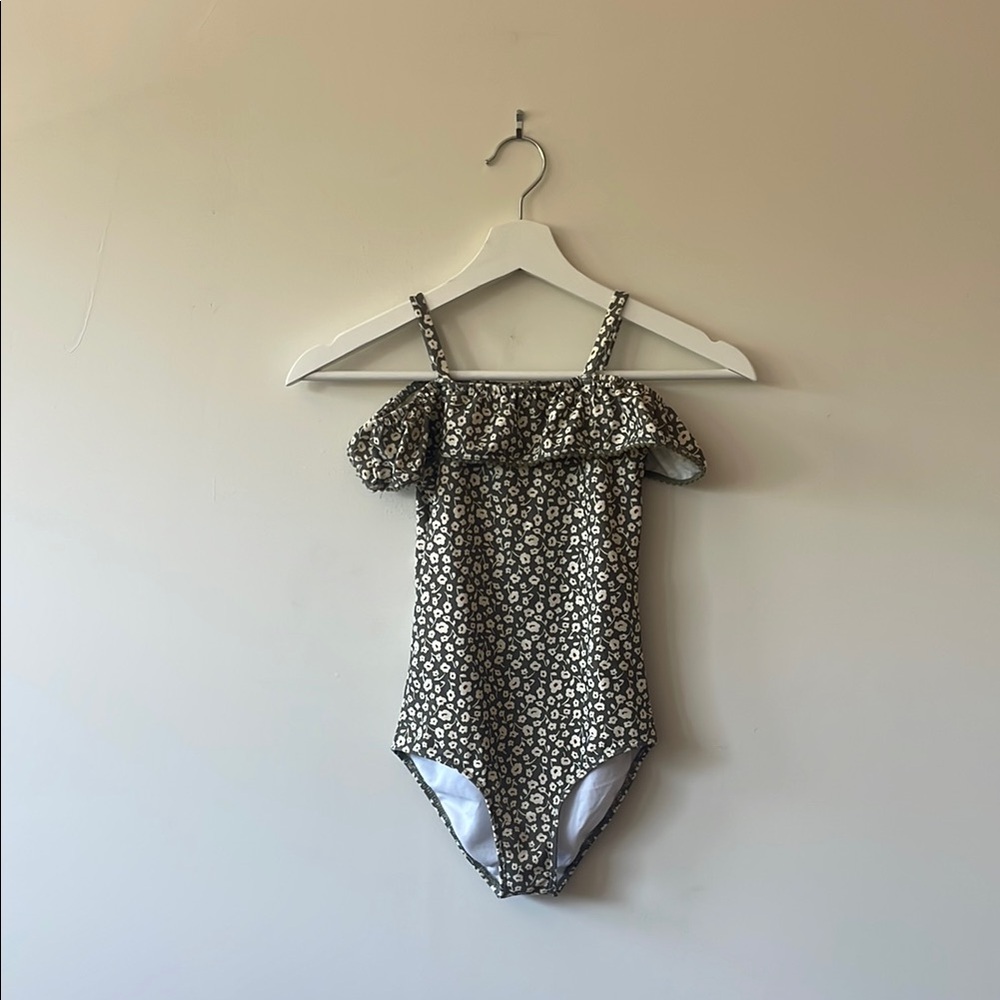 Rylee + Cru Floral Kids Swim One Piece - olive + terracotta floral